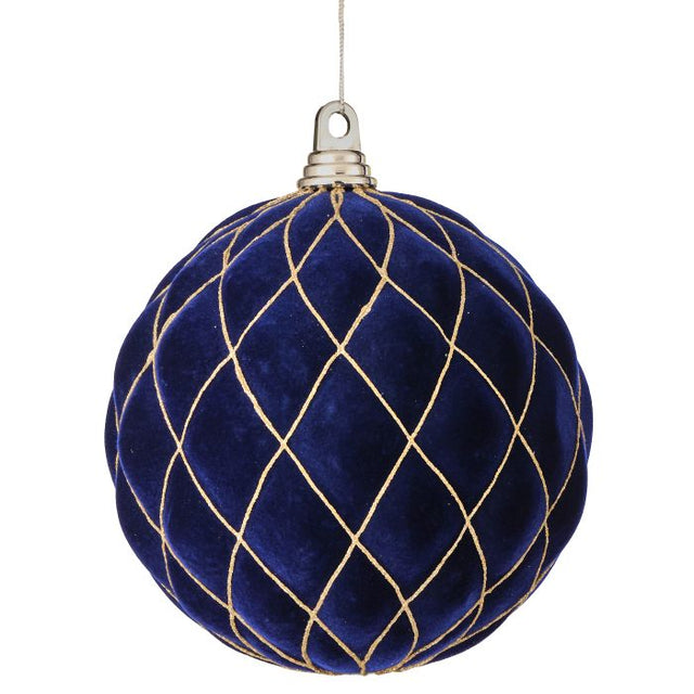 200mm Midnight Blue Flocked Diamond Ball Ornament