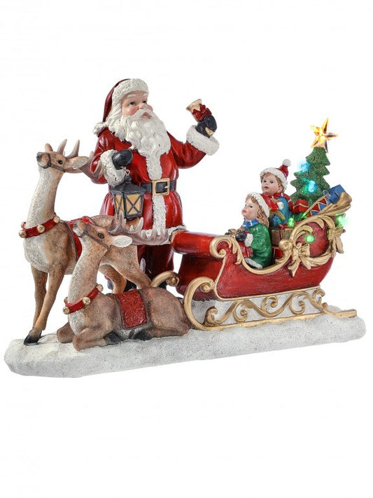 15” Santa Kids & Deer LED Resin