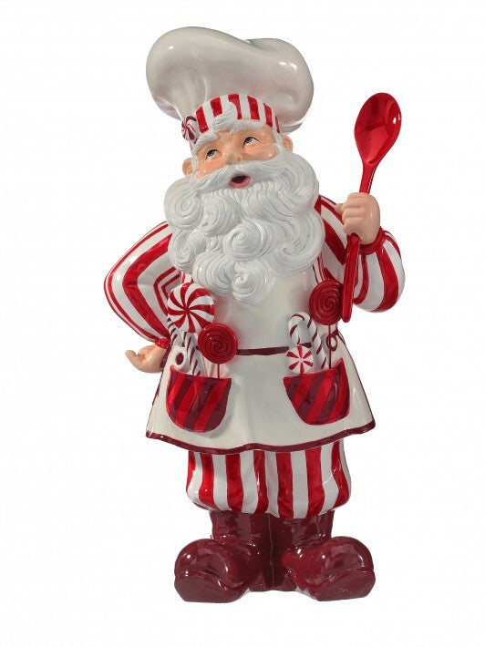 19” Santa Chef Peppermint Resin