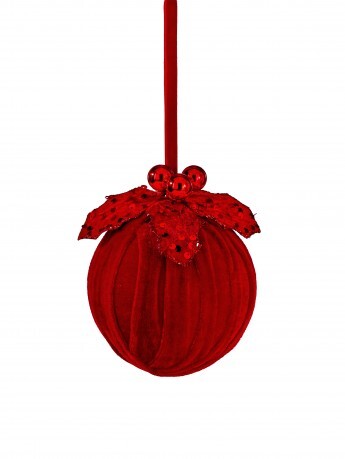 5” Red Velvet Holly Sequin Ornament