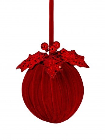 6” Red Velvet Holly Sequin Ornament