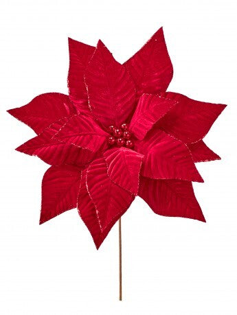 24” Velvet Red Poinsettia Stem