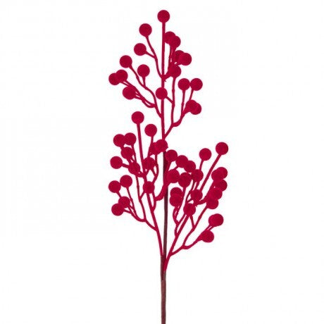 27” Red Berry Flocked Spray