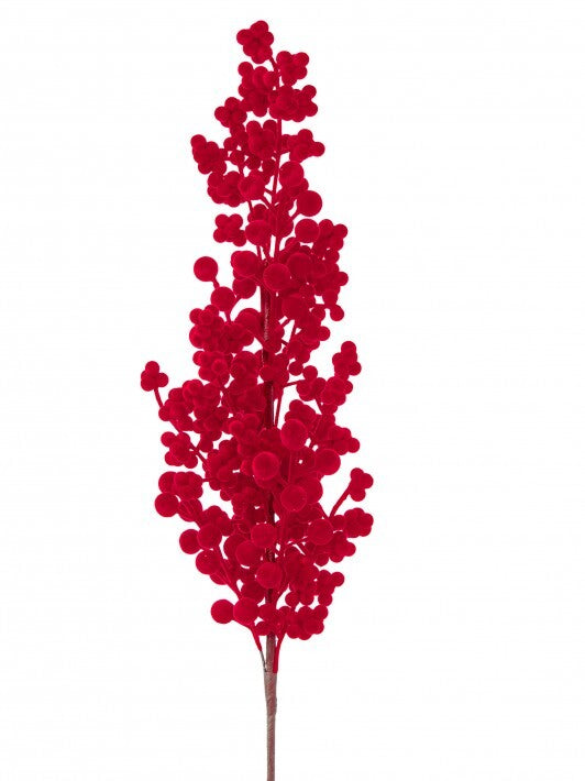 29” Red Berry Cluster Spray Flocked
