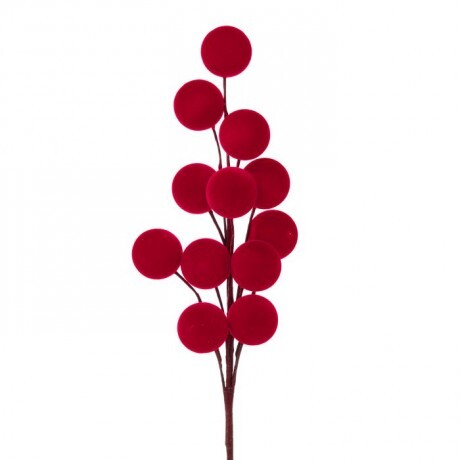 24” Red Flocked Large Berry Spray