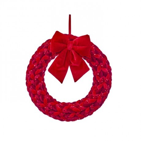 16” Red Velvet Braided Wreath