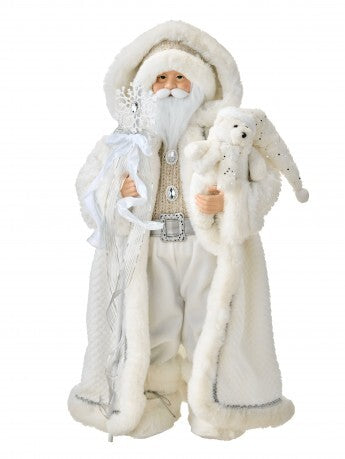 36” Winter Santa & Polar Bear Faux Fur White
