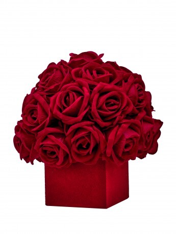 8" Red Velvet Roses Box Arrangement