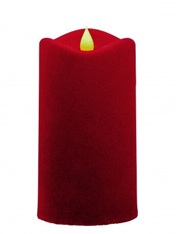 6” LED Candle Pillar Red Flocked