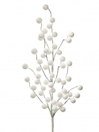 25” White Sugar Berry Spray Flocked