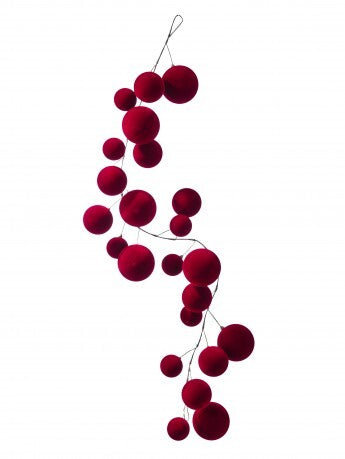 48” Flocked Ball Garland Burgundy