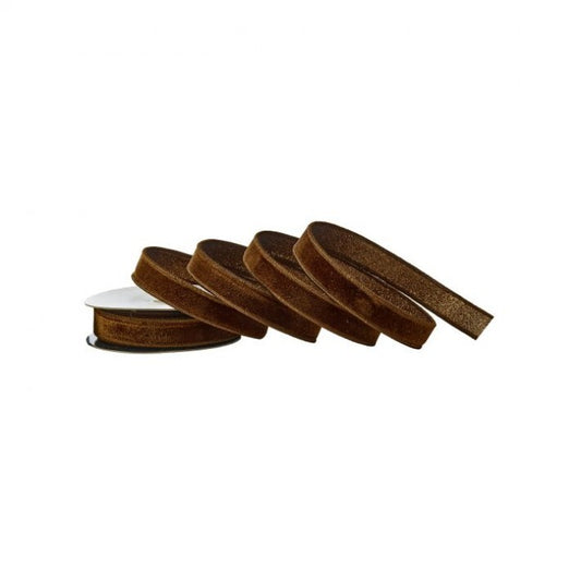 1”x10Y Ribbon Velvet Chocolate Glitter Backing