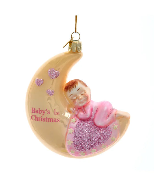 4" Baby's 1st Christmas Moon Ornament