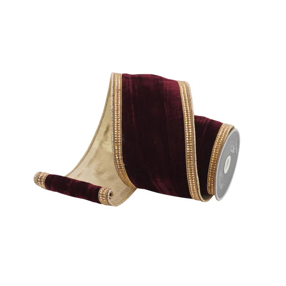 4"x5Y Burgundy Diamonds Ribbon