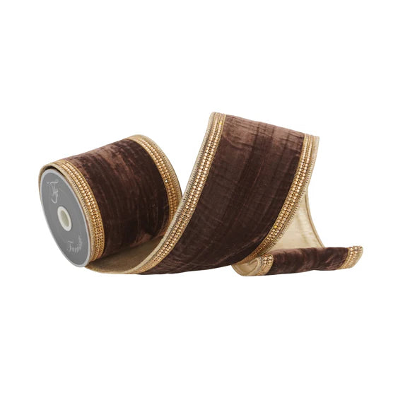 Brown pecan diamond ribbon with a warm tone.