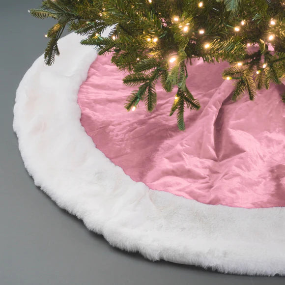 Baby pink tree skirt with Santa design