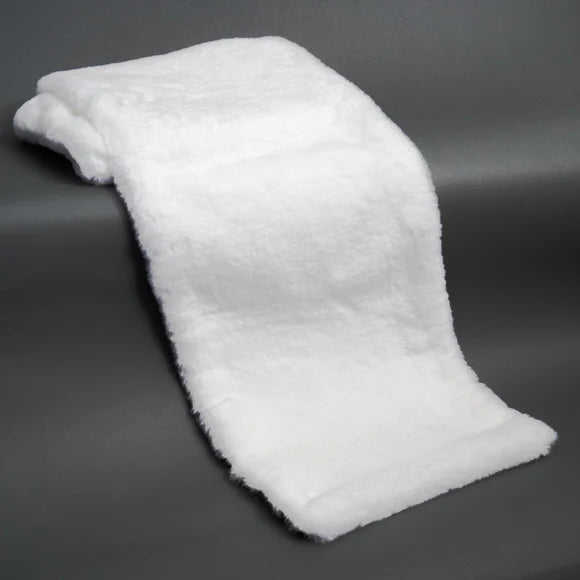 White fur runner with a plush finish.