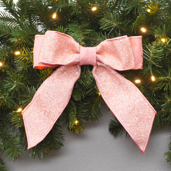 9"x8" Peach Crystal Bow