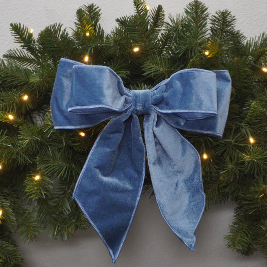 11"x9" Steel Blue Christmas Curls Bow
