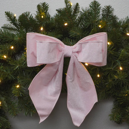11"x9" Baby Pink Christmas Curls Bow