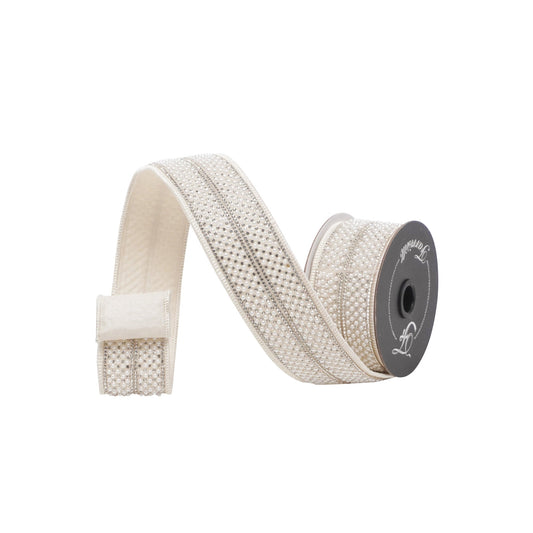 1.75"x3Y Ivory Audrey Pearls Ribbon