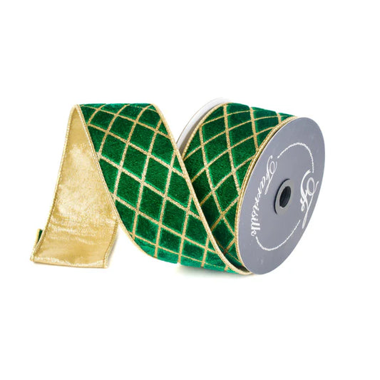 2.5"x10Y Emerald Ribbon Metallic Diamond