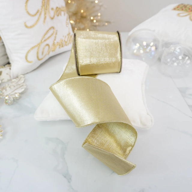 Gold luster ribbon with a warm metallic glow.