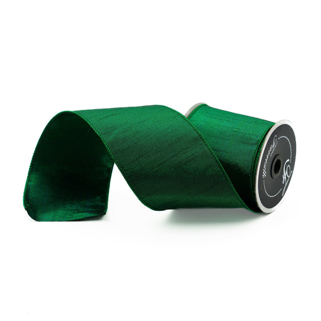 Emerald x10y luster ribbon, 4 inch, for Christmas decorating