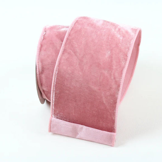 4"x10Y Pink Velvet Ribbon