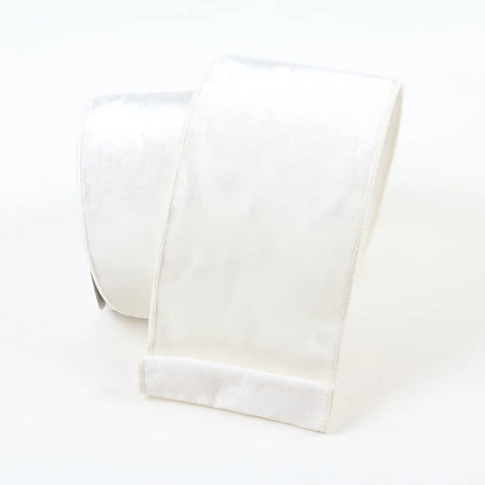 4"x10Y White Velvet Ribbon