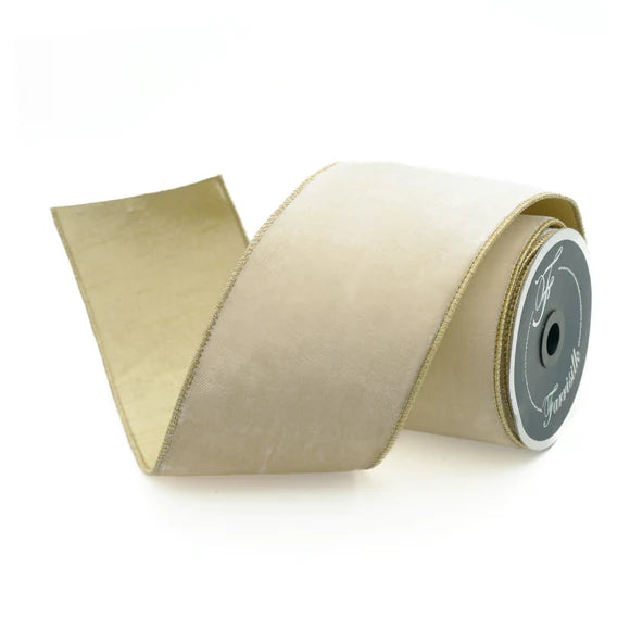Cream velvet ribbon with a luster finish.