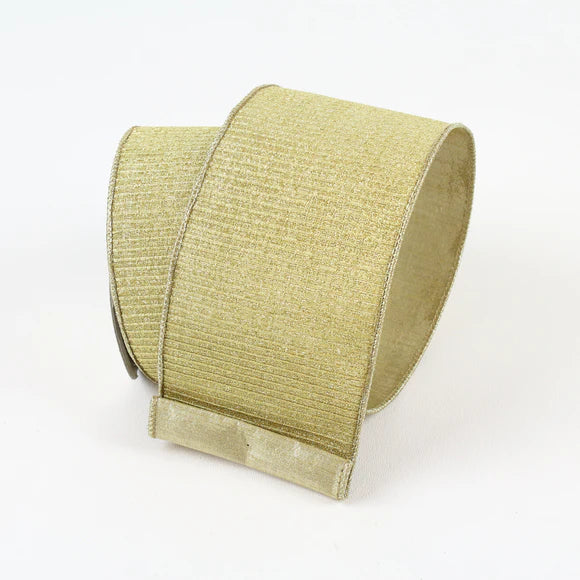 Gold metallic x10y pleated ribbon, 4 inch, for Christmas decorating