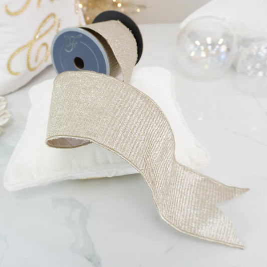 4"x10Y Platinum Pleated Metallic Ribbon