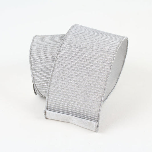4"x10Y Silver Pleated Metallic Ribbon