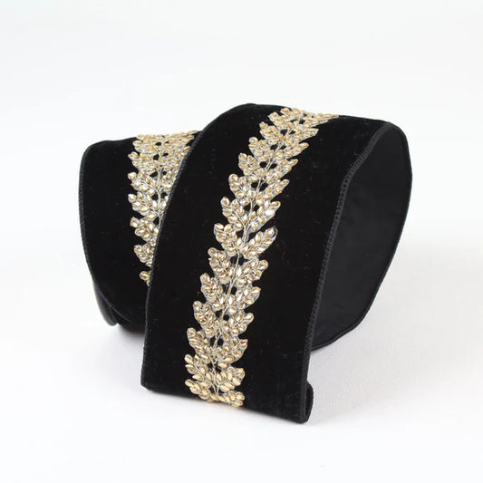 4"x5Y Black Royal Vine Ribbon