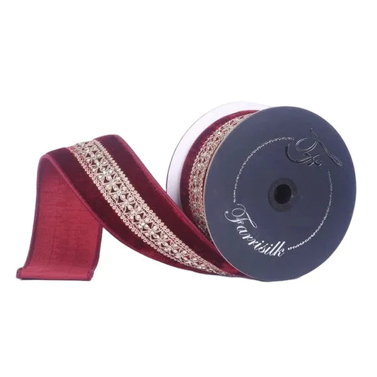 2.5”x10Y Twinkle Crest Burgundy Ribbon