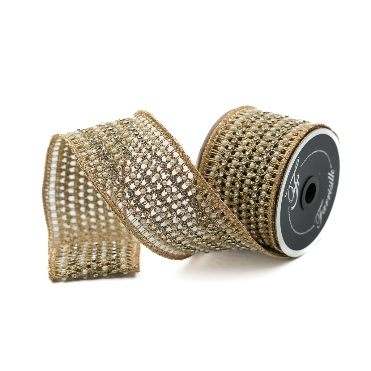 3"x5Y Gold Victorian Pearl Ribbon