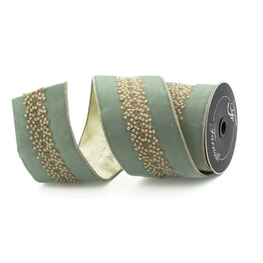 4"x5Y Light Blue Royal Pearl Vine Ribbon