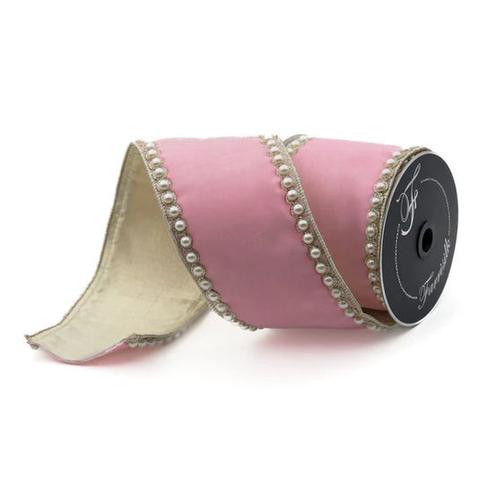 4"x5Y Pink Pearl Borders Ribbon