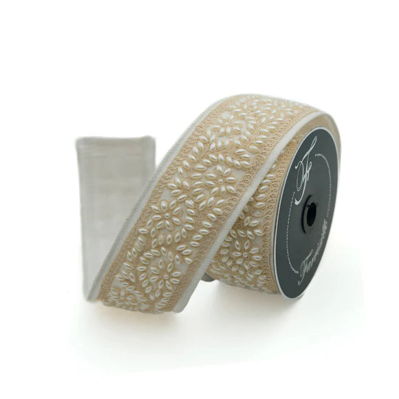 Pearl pearl x5y lagoon ribbon, 2.5 inch, for Christmas decorating