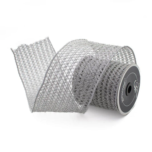 4"x10Y Silver Ribbon Christmas Lace