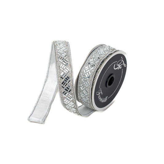 1"x5Y Silver Jubilee Jewel Ribbon