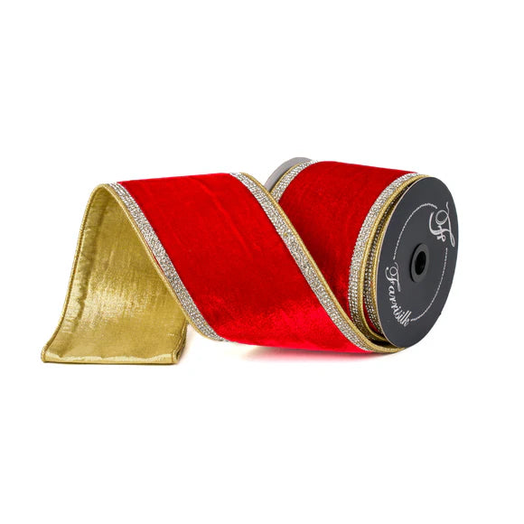 Red x5y winter ribbon, 4 inch, for Christmas decorating