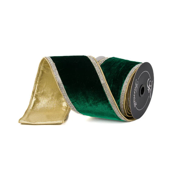Emerald winter diamonds ribbon with a patterned finish.
