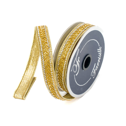 .75”x5Y Gold Baguette Trim Ribbon