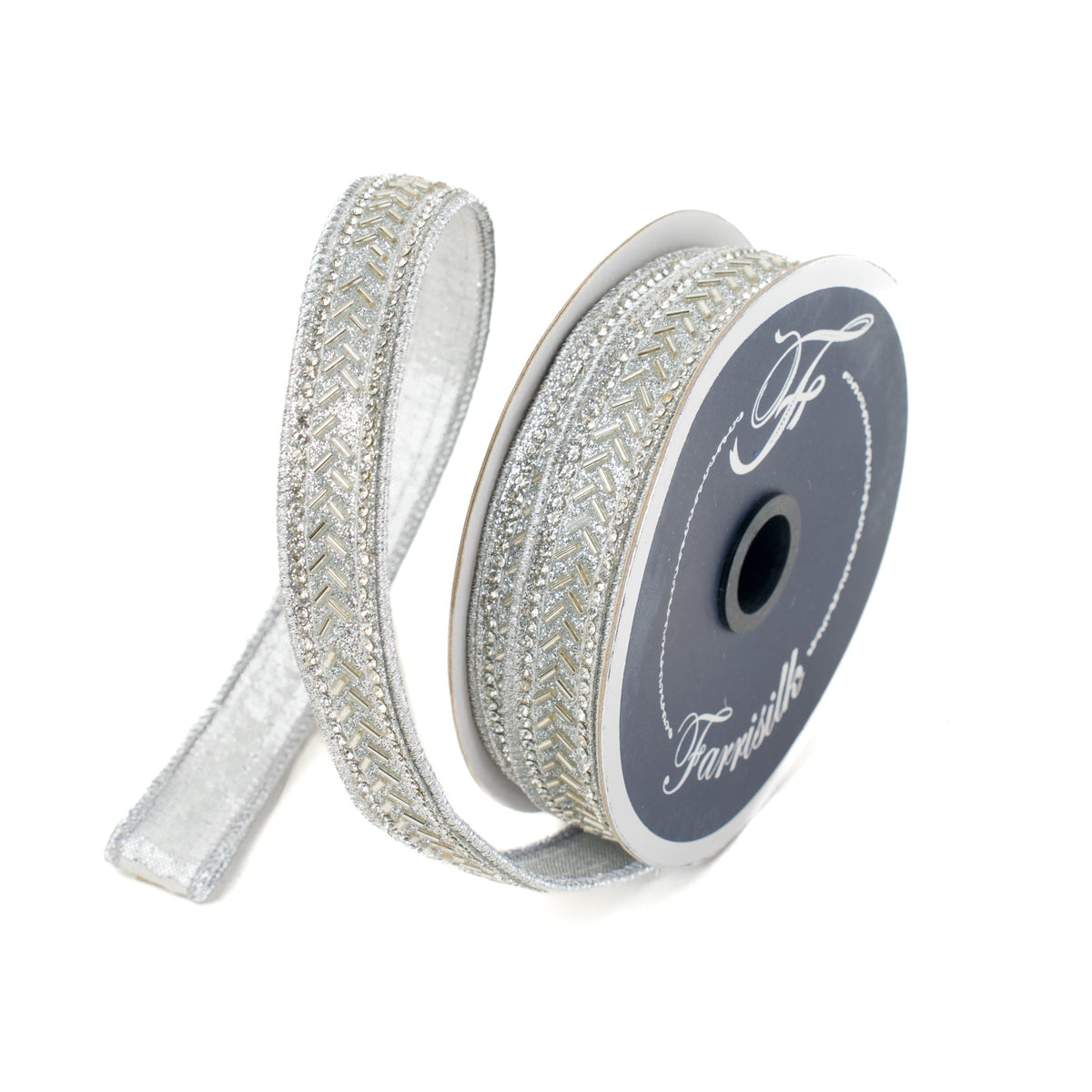 .75”x5Y Silver Baguette Trim Ribbon
