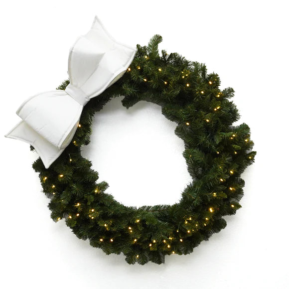 8"x22" White Metallic Bow