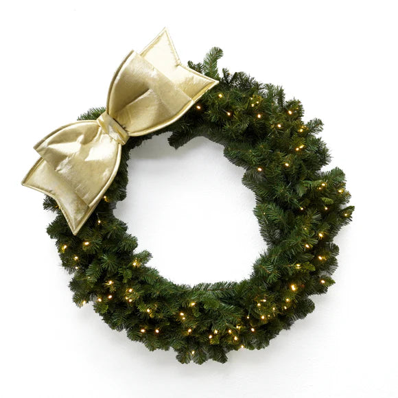 Gold metallic bow with a bright shine.