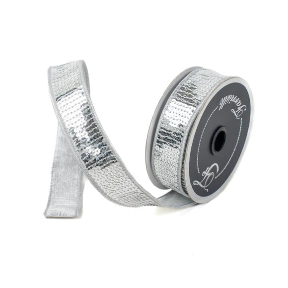1"x10Y Silver Sequin Shine Ribbon