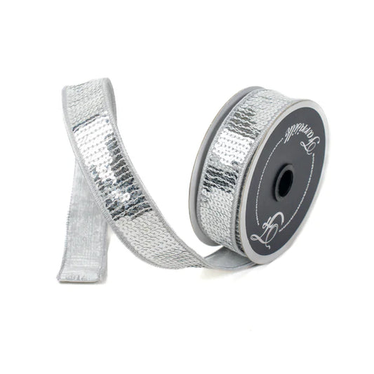 1"x10Y Silver Sequin Shine Ribbon
